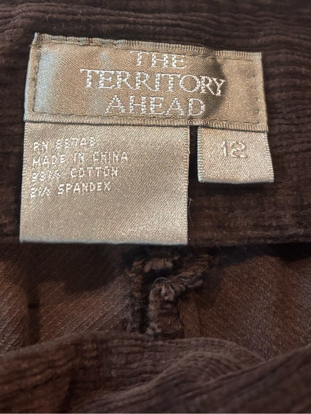 The Territory Ahead Brown Corduroy Skirt Size 12 A-Line - Picture 7 of 7